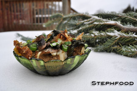 Drunken Mushroom, Spinach and Gruyere Strata